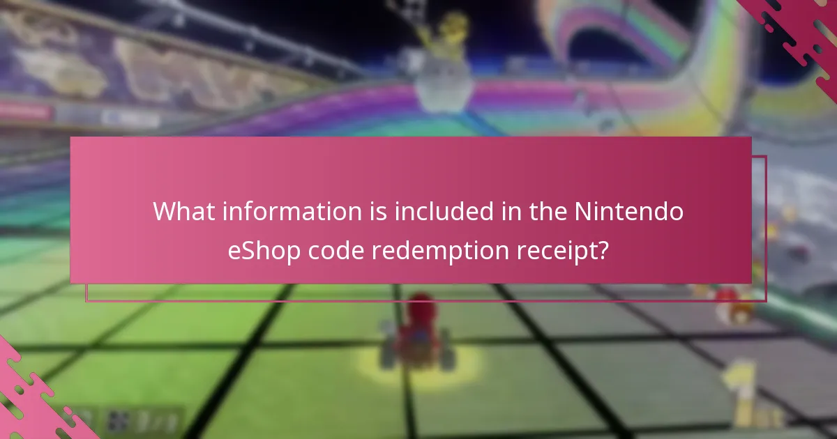 What information is included in the Nintendo eShop code redemption receipt?